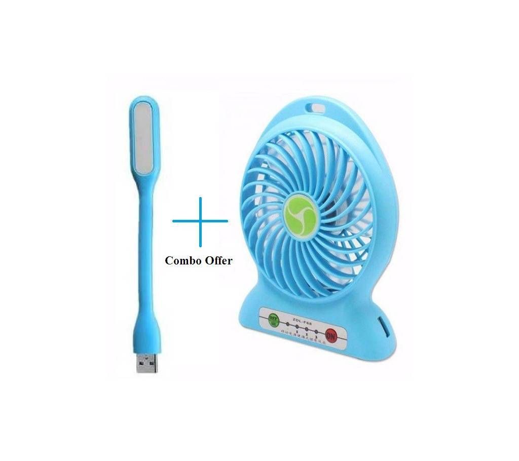 Rechargeable Mini Fan & USB Light Combo