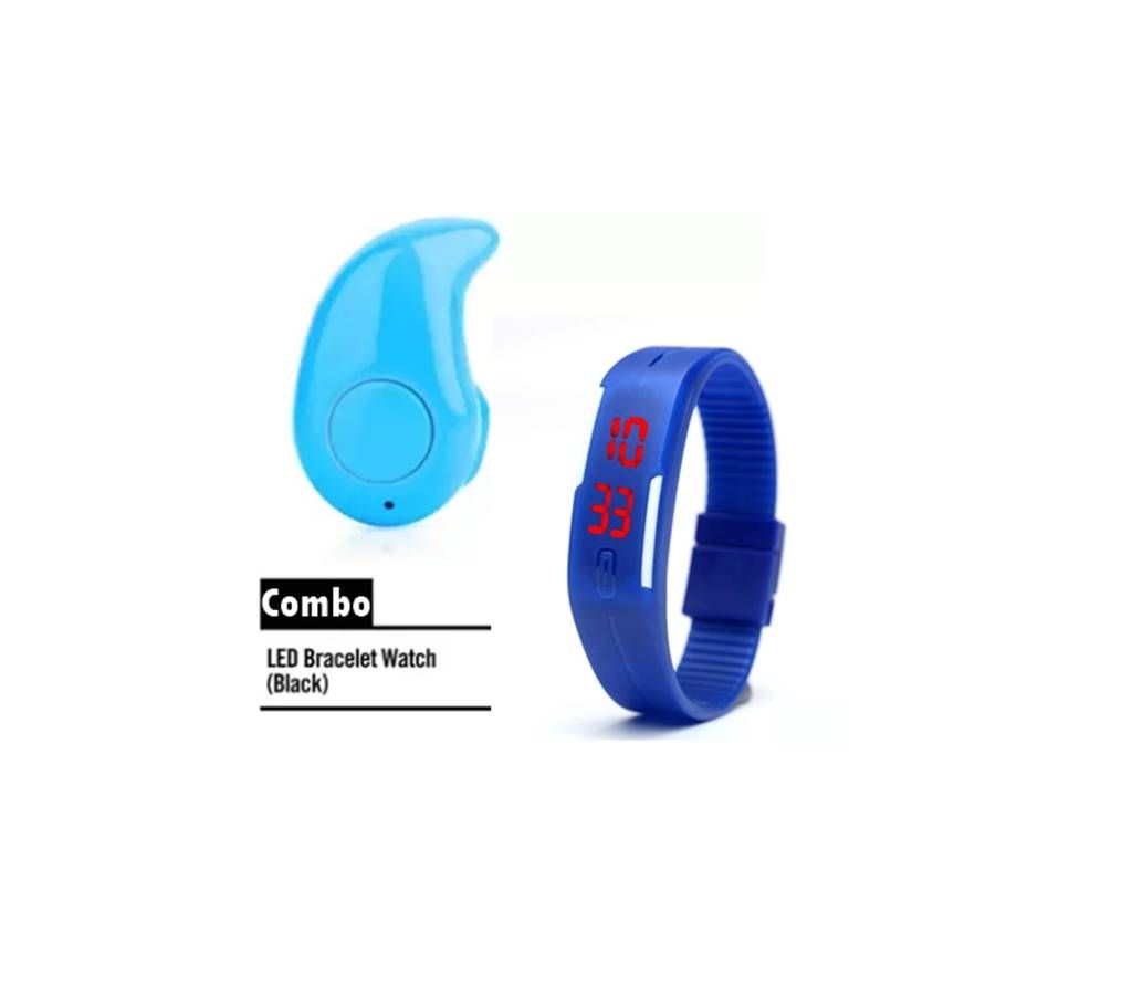 LED Sports Watch & Mini Bluetooth Wireless Earphones Combo