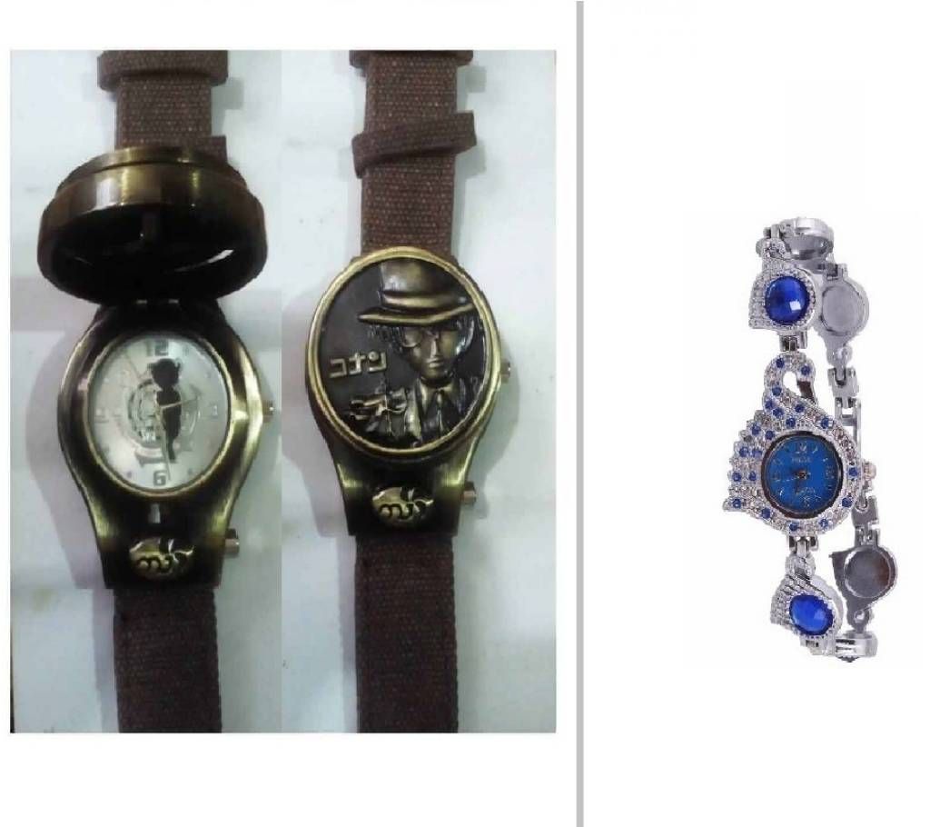 Gents Copy Wrist Watch & Feha Peacock Pride Ladies Wrist Watch Combo