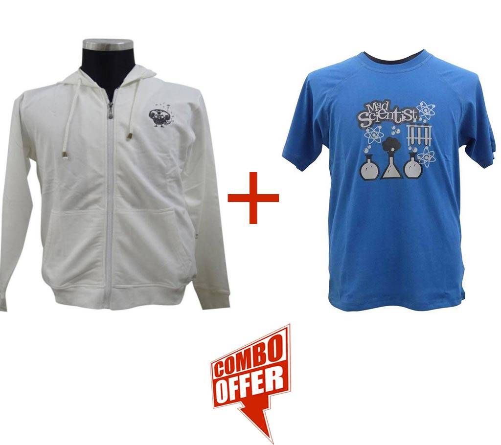 Snow White Hoodie + Sapphire Raglan T-Shirt Combo Offer 