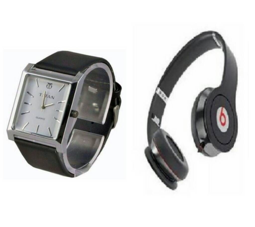 BEATS SOLO HD Wired Headphones (Copy) + TITAN Gents Watch (Copy)