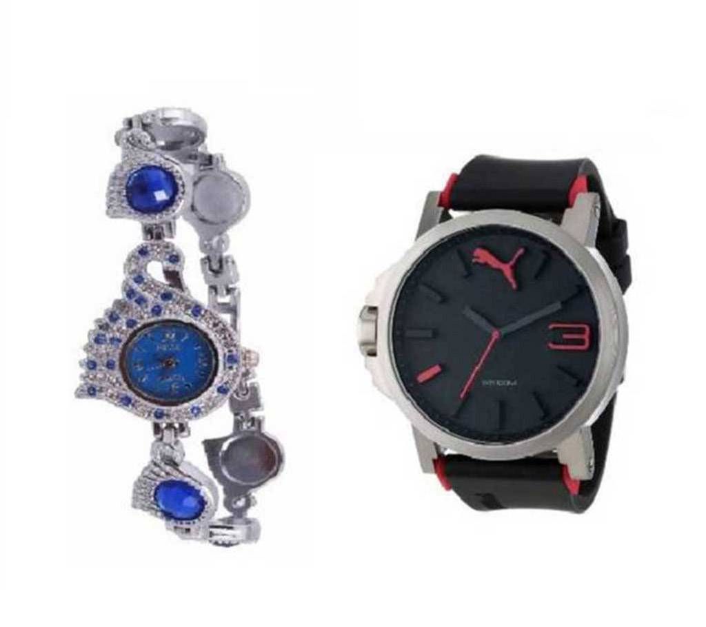 Peacock Watch for Women + PUMA Gentts Sports Restow Combo