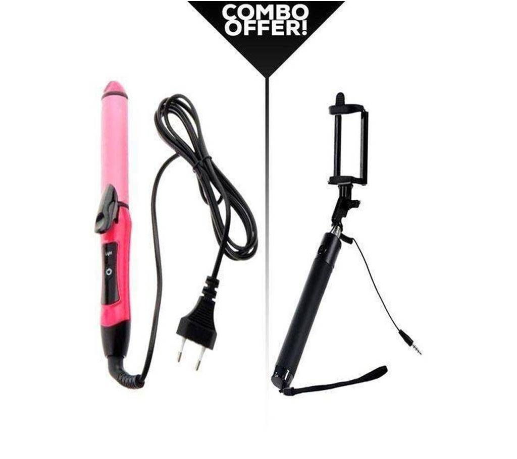 2 in 1 Hair Straighter & Selfie Stick 