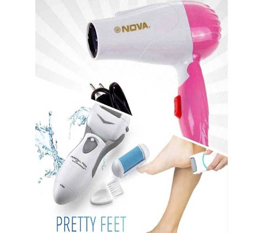 Nova Fold-able Hair Dryer and Scholl velvet Pedicure Kit Combo Offer