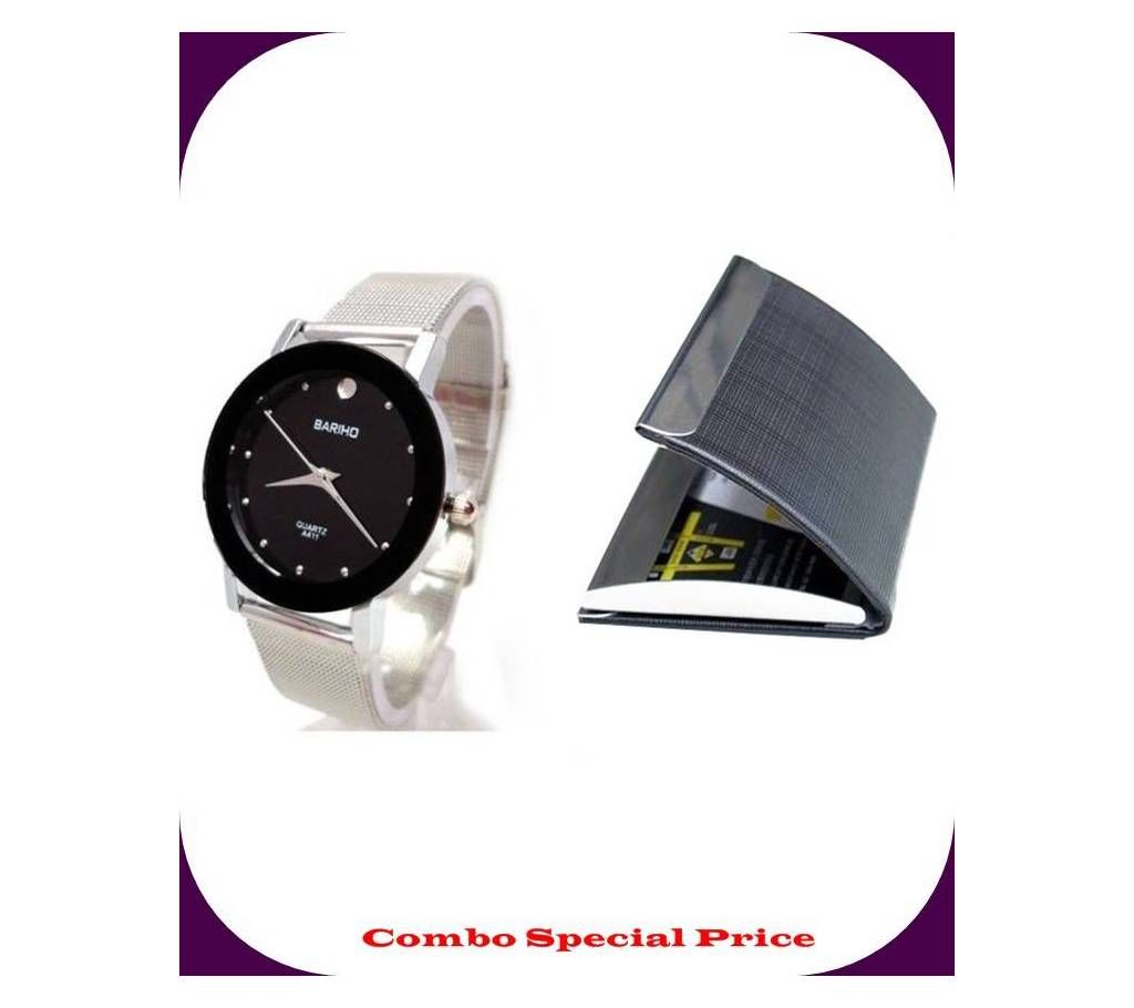 Business Card Holder+ Bariho (copy) Wrist Watch Combo