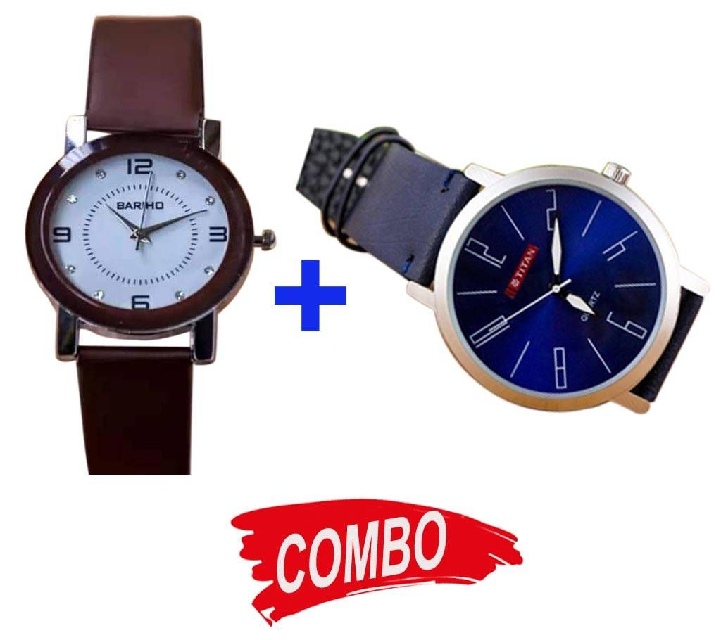 LADIES ANALOG WATCH-CHOCOLATE &WHITE+BLUE PU LEATHER ANALOG WATCH FOR MEN Combo Offer 