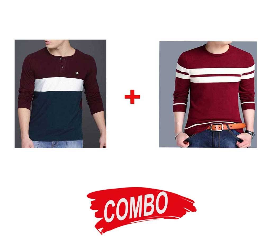 Gents Full Sleeve Cotton T-Shirt + Gents Full Sleeve Cotton Sweater Combo Offer 