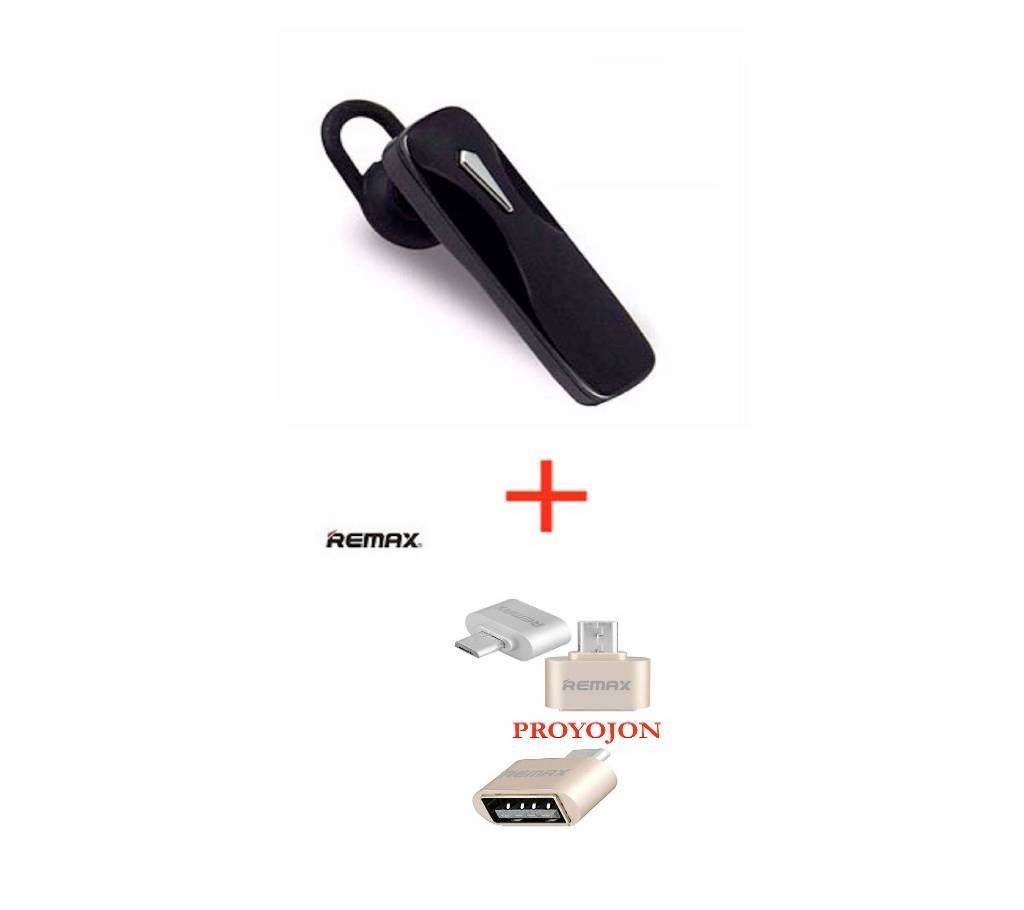 Blue-tooth Stereo Headset + Remax Micro USB to USB Adapter Combo Offer Total