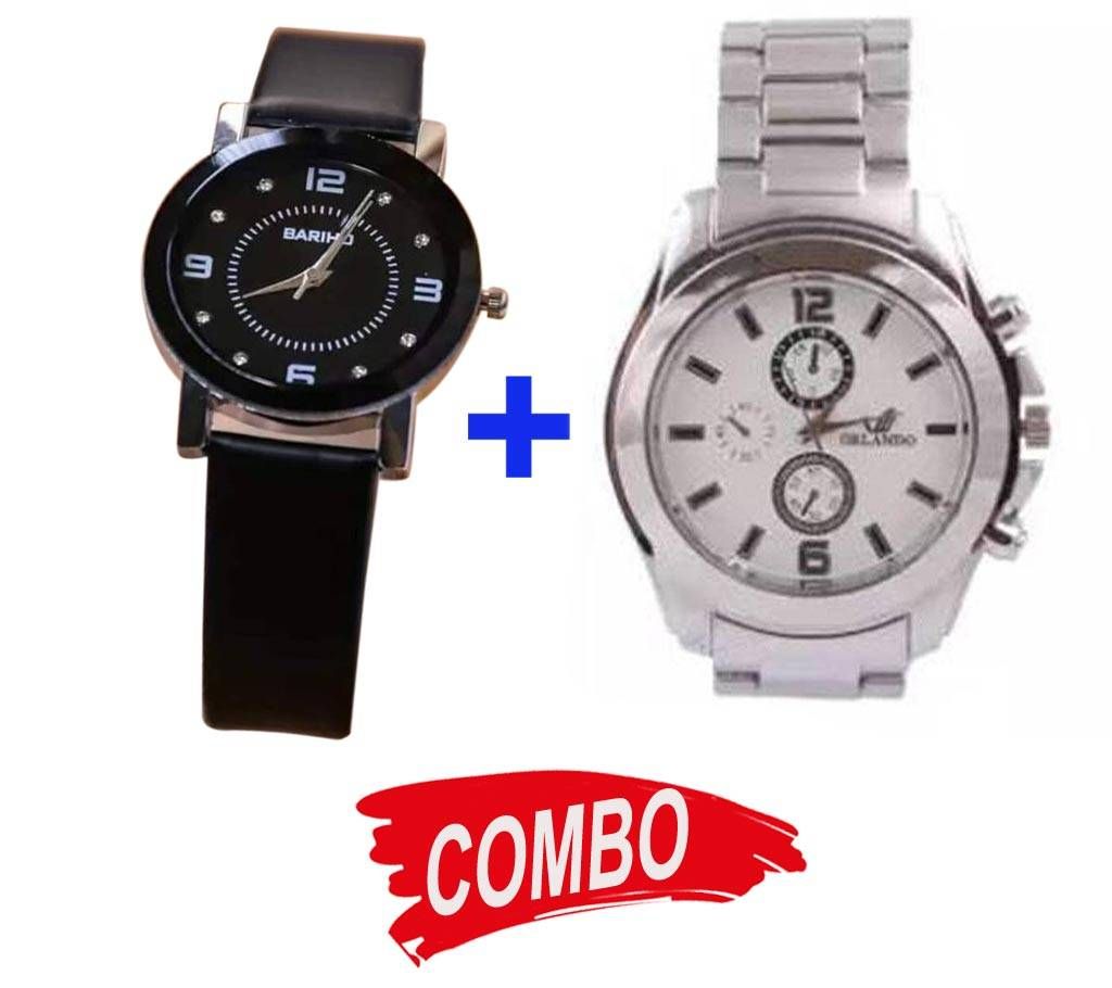 LADIES ANALOG WATCH-BLACK+ Stainless Steel analog Watch for- Men Combo Offer 