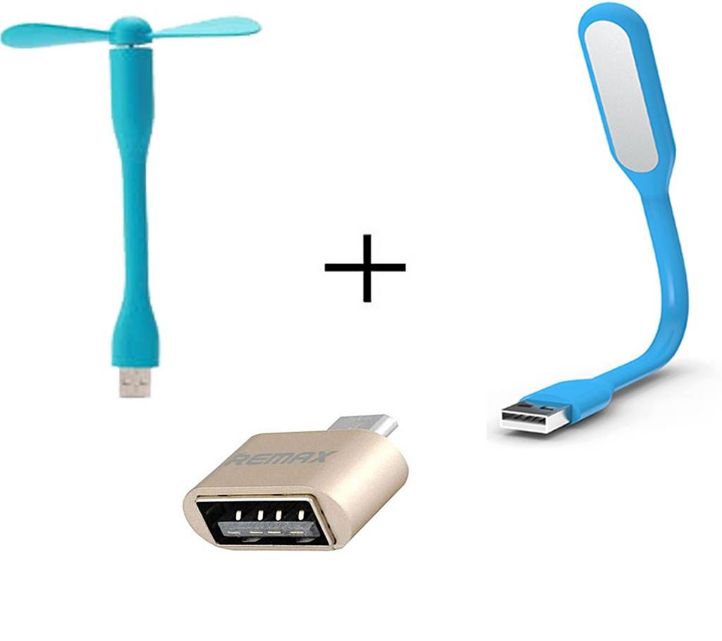 USB  fan+LED light+OTG adapter  combo