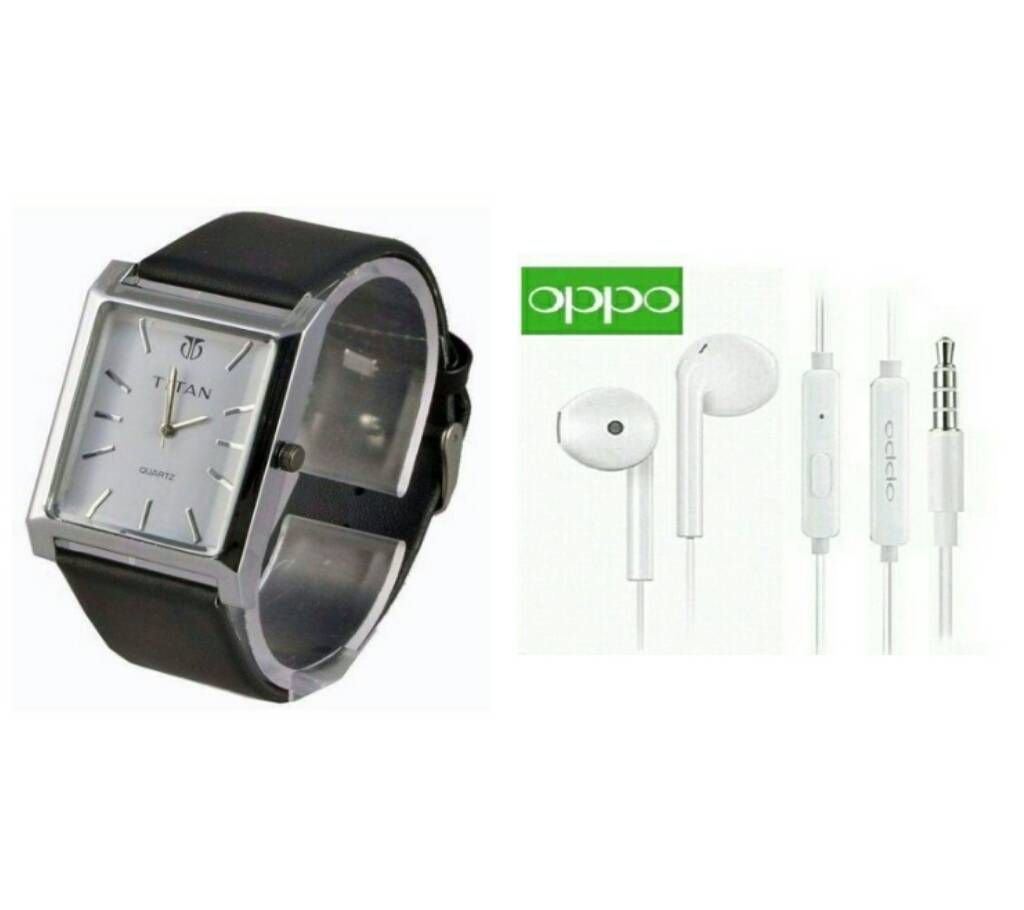 Oppo In Ear Headphones (copy) + TITAN Gents Watch (copy) combo offer