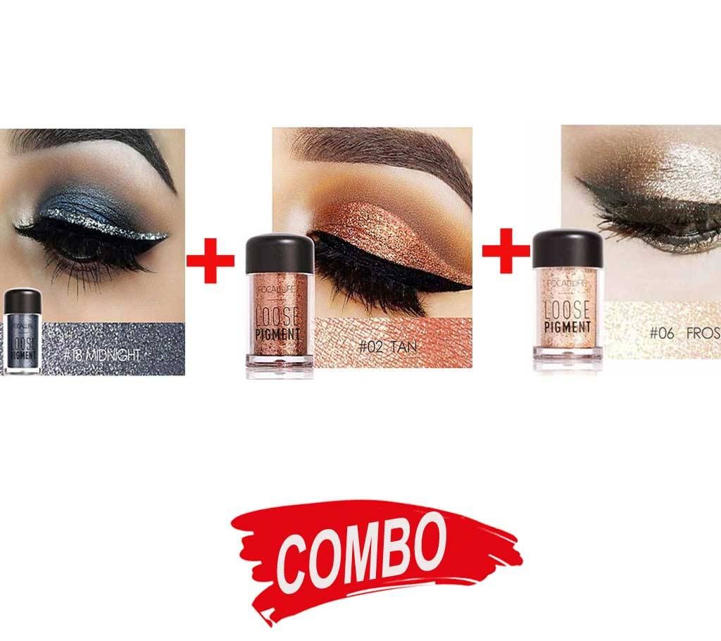Focallure Metallic Shimmer Loose Eyeshadow Pigment (3 Colors) Combo Offer