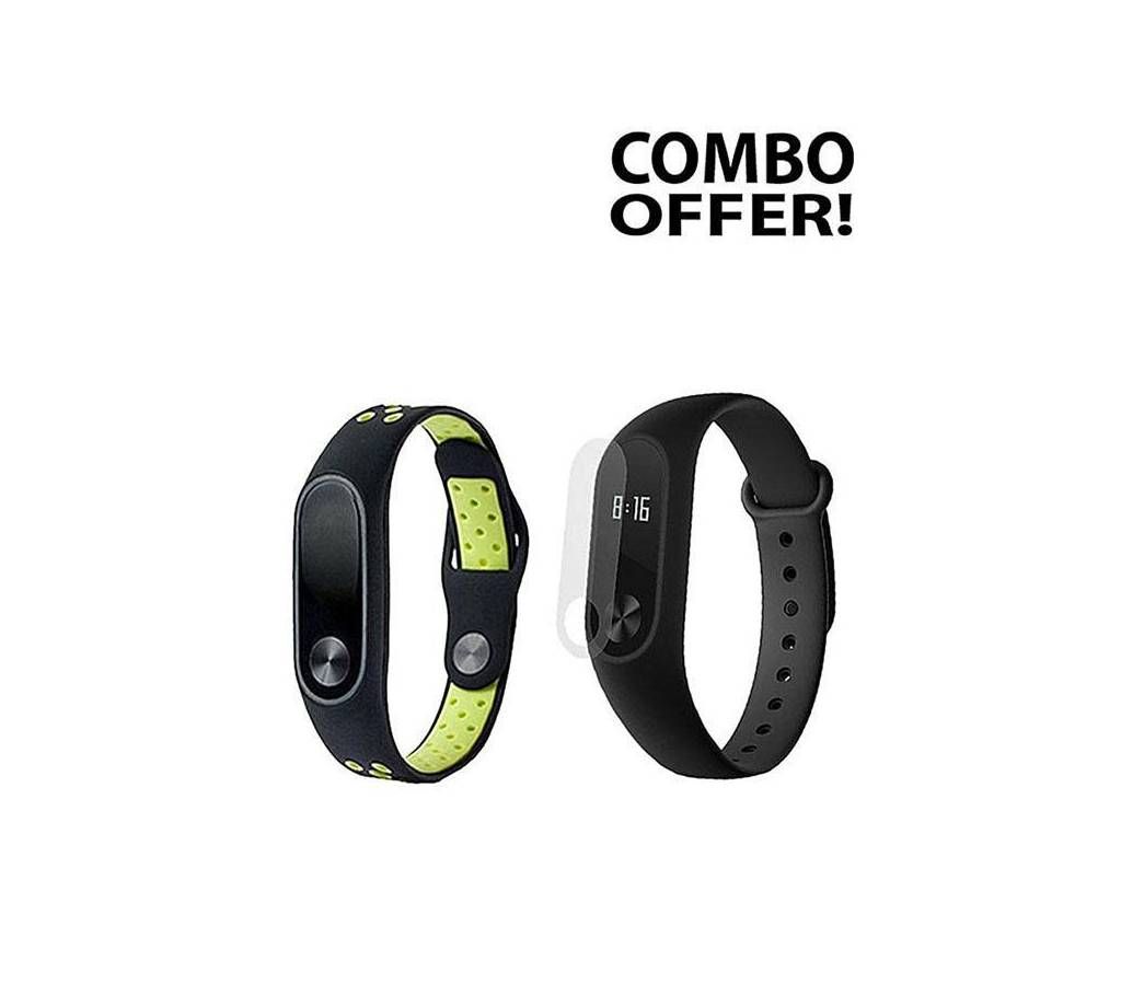 Combo of Silicone Strap Bracelet and Screen Protector for  Mi Band 2