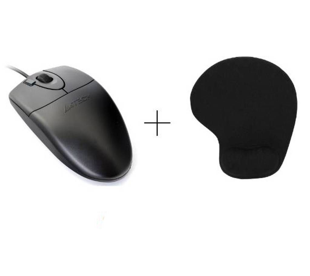 A4TECH USB Mouse + Mouse Pad with Wrist Support