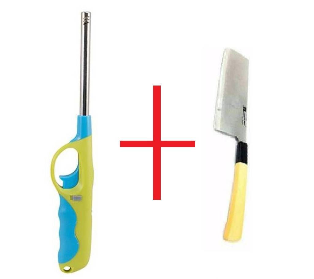 Kitchen Gas Lighter & Meat Cutting Knife Combo 