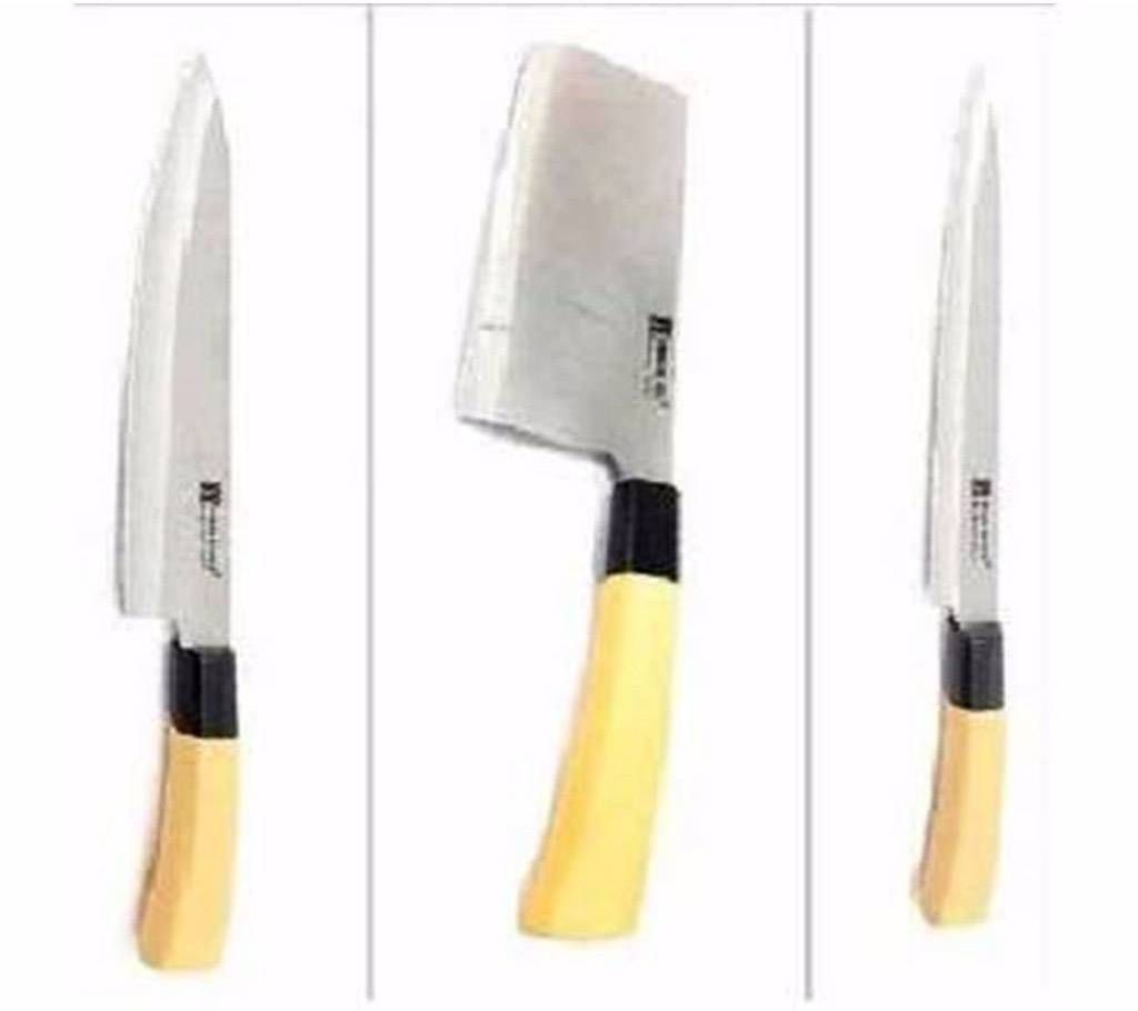 2 Piece Kitchen Knife + 1 Piece Meat Cutting Knife Combo 