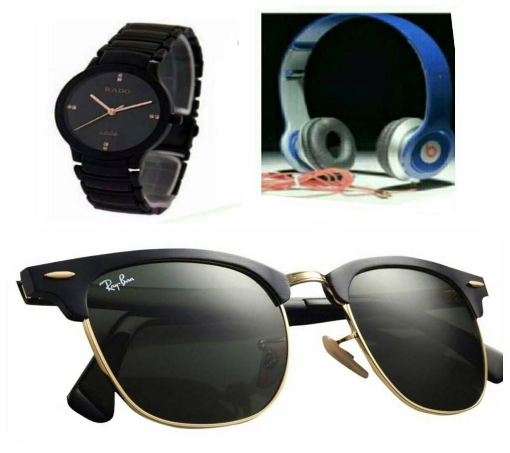 Headphone+gents watch+Sunglasses combo