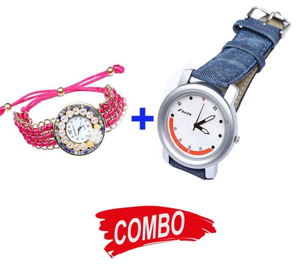 Fizix FZX02801-0033 Watch For Men (Copy) +Facebook FB02501-0016 Watch For Women Combo Offer 