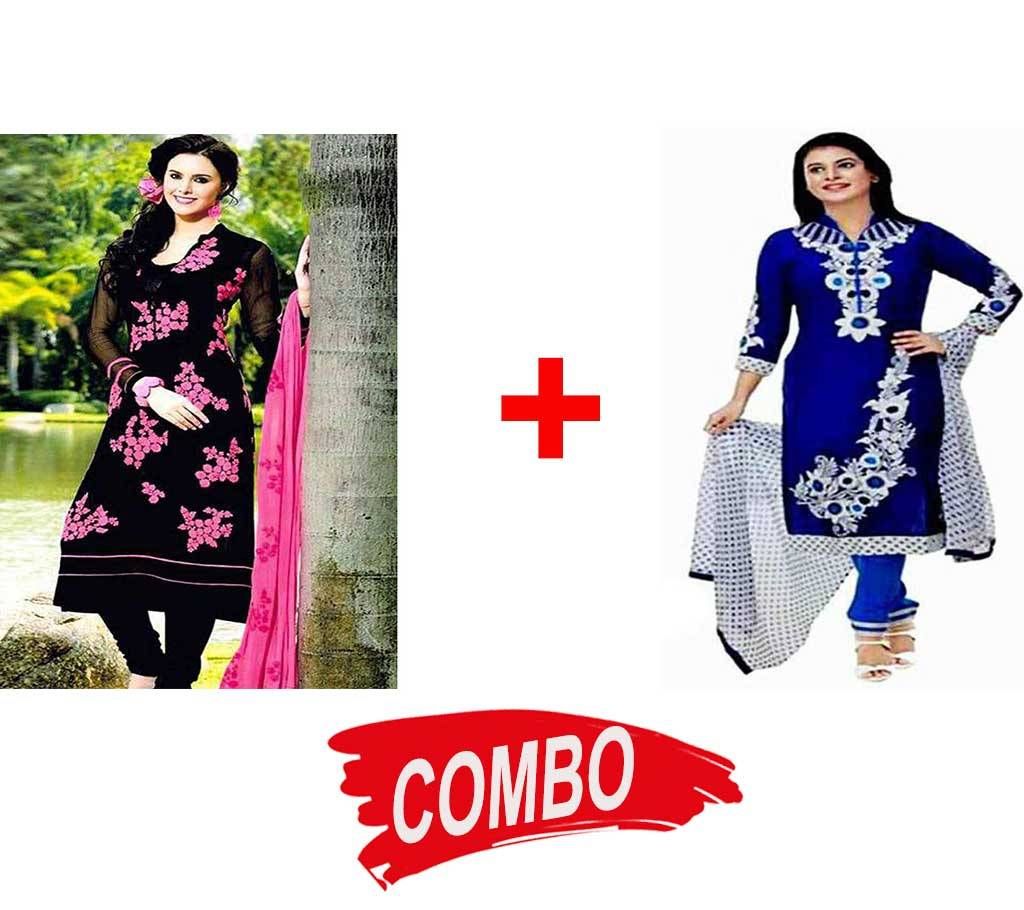 Unstitched Block Printed Cotton Three pieces Combo Offer