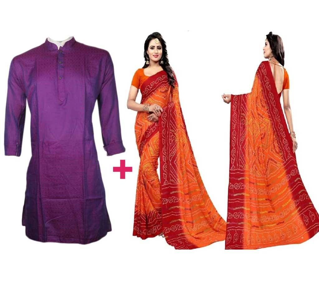 Combo CHUNDRI SILK SHARE + BARMES COTTON