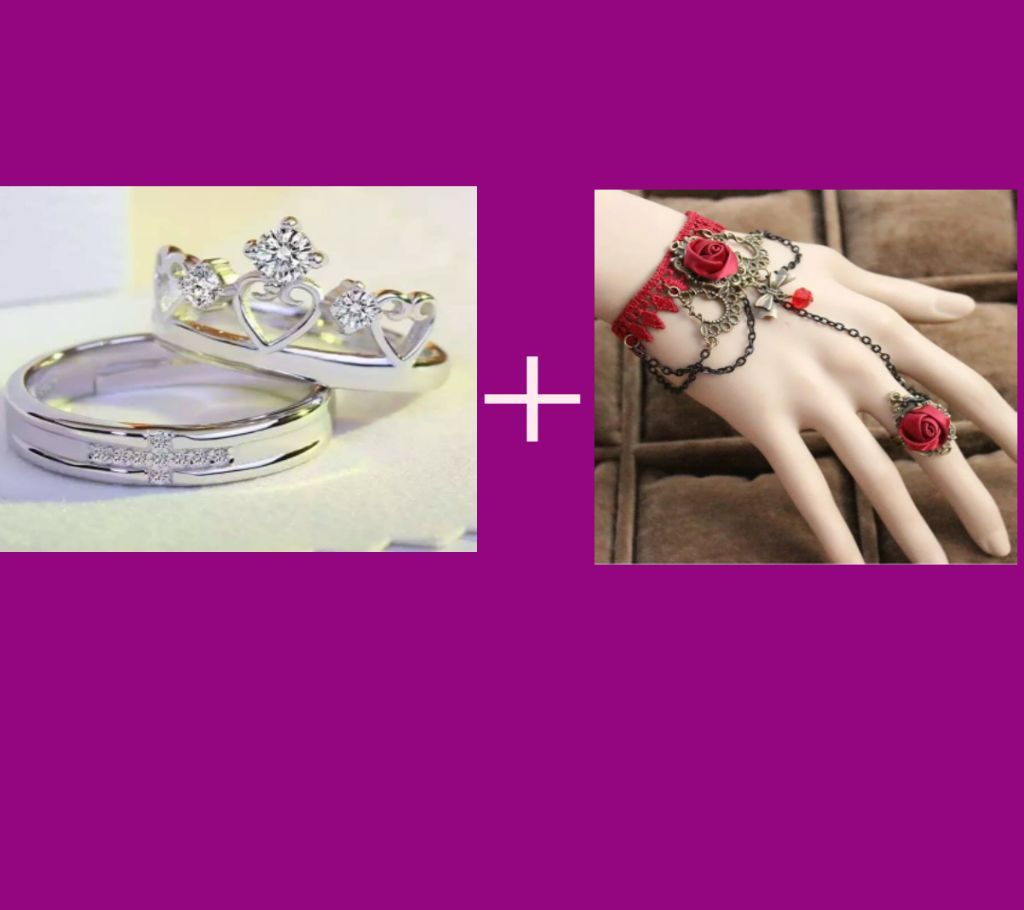 Couple Ring And Bracelet Combo Offer