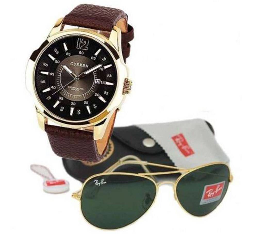 CURREN gents wrist watch+Ray Ban sunglass