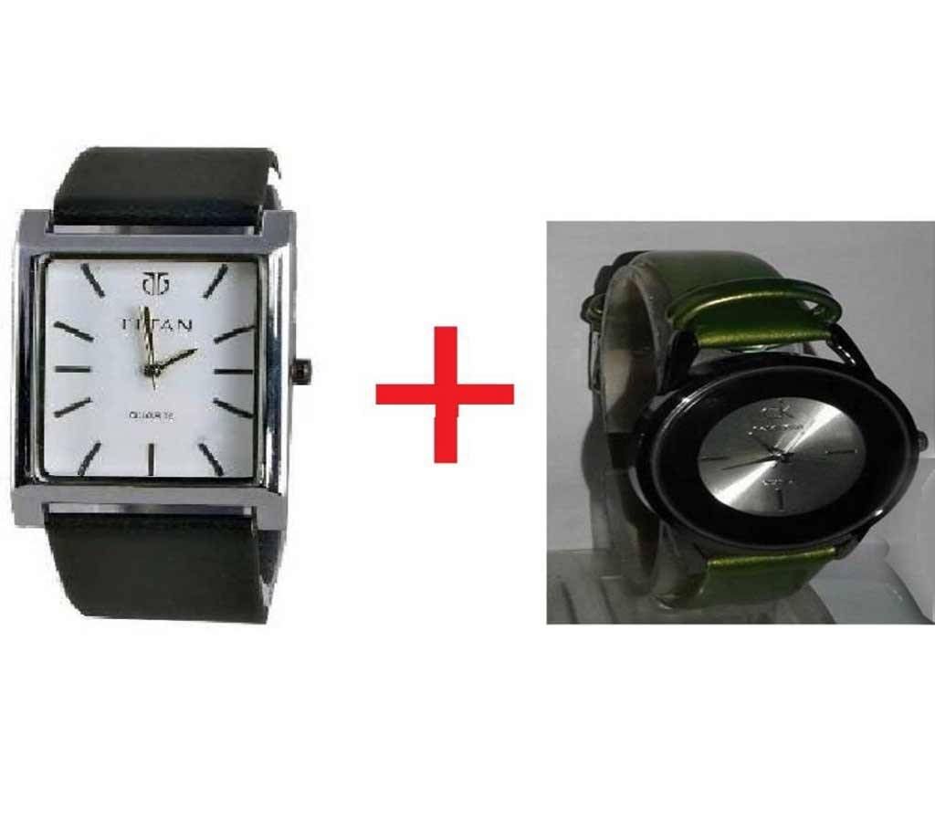 Titan gents watch copy and CK ladies watch combo 