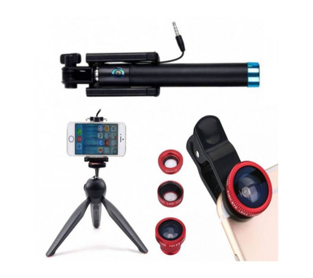 Combo of Selfie Stick+YunTeng & Clip-on Lens