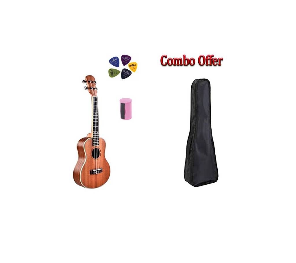 Deviser Concert Ukulele Guitar + 5 Picks + Bag + Shaker Combo Offer 