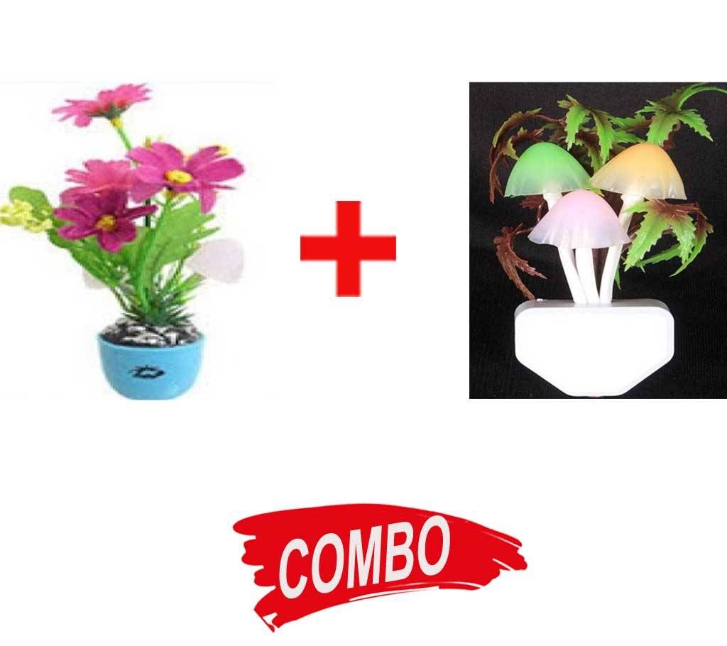 Romantic Top Dim Light + LED Night Glowing Mushroom Light - Combo Offer