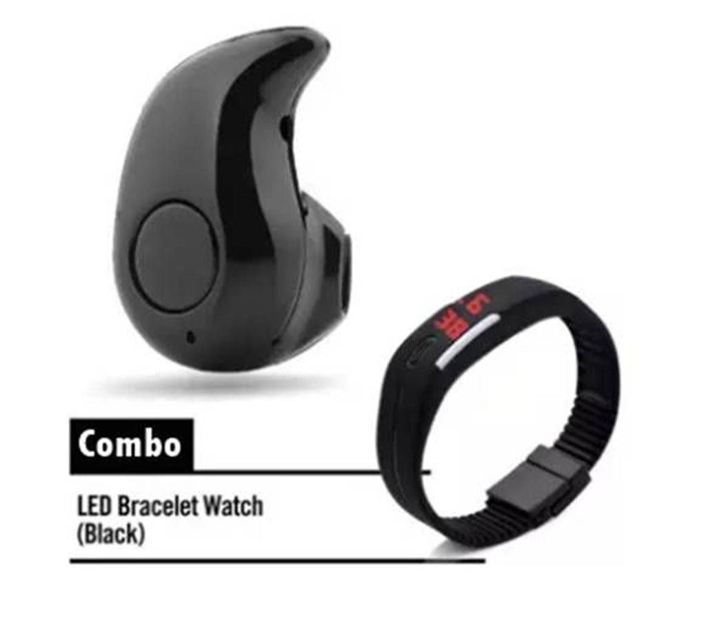 Combo LED Sports Watch and Mini Bluetooth Wireless Earphones