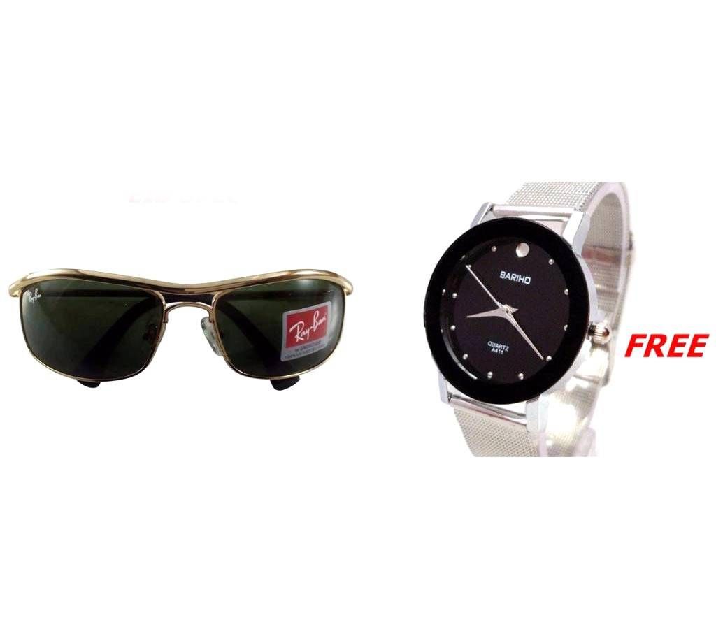 RAY BAN Gents Sunglasses-copy & Bariho watch combo 