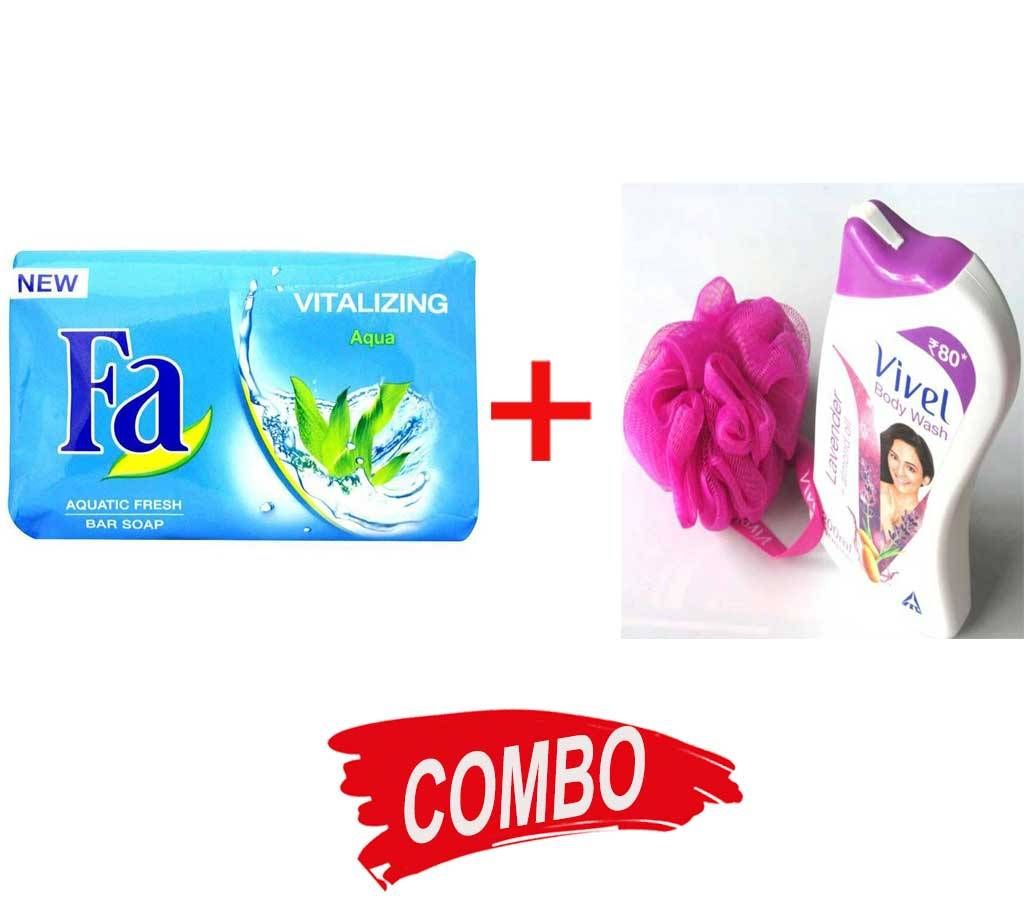 Vivel Lavender Almond Oil Body Wash-200ml India + Fa Vitalizing Soap 175g UAE Combo Offer 
