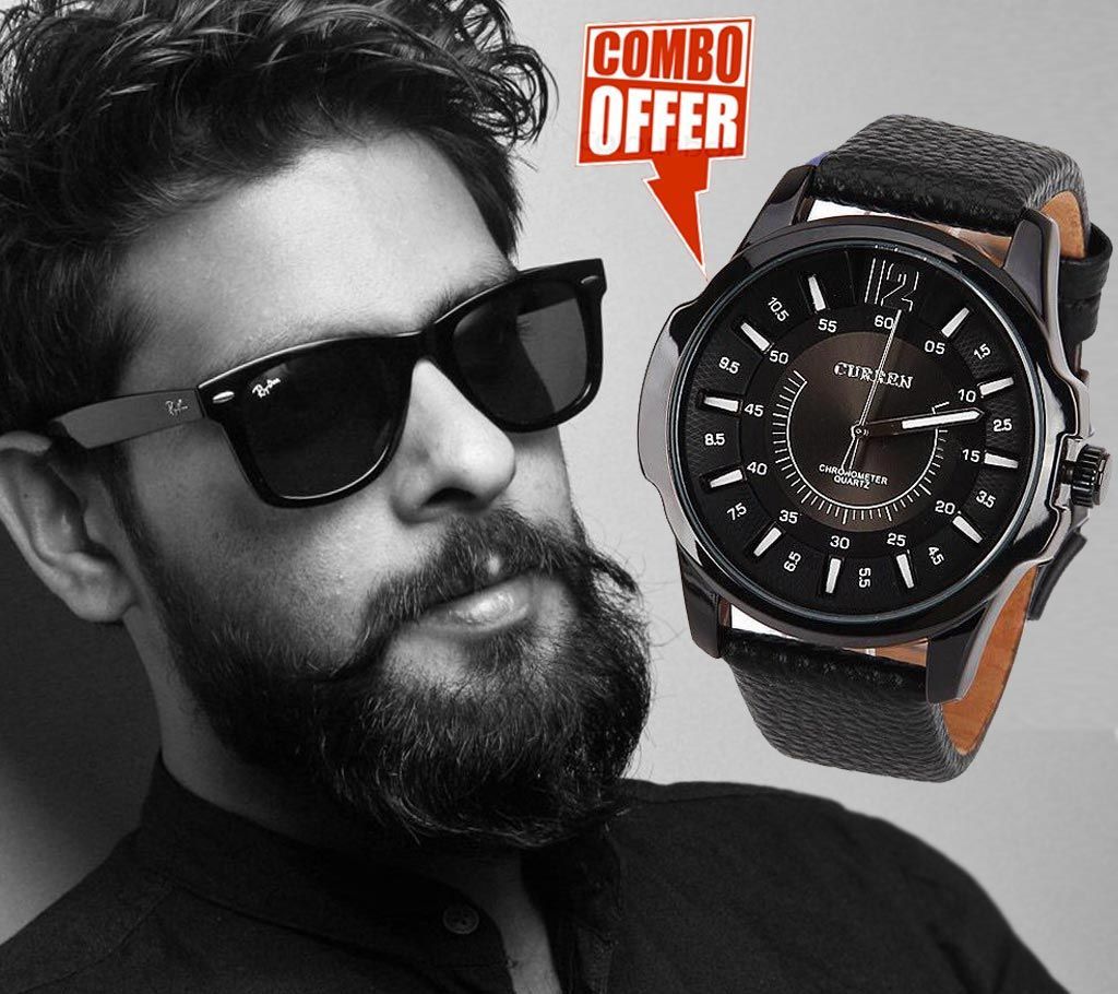 combo offer Curren Wrist Watch & RayBan Sunglasses 