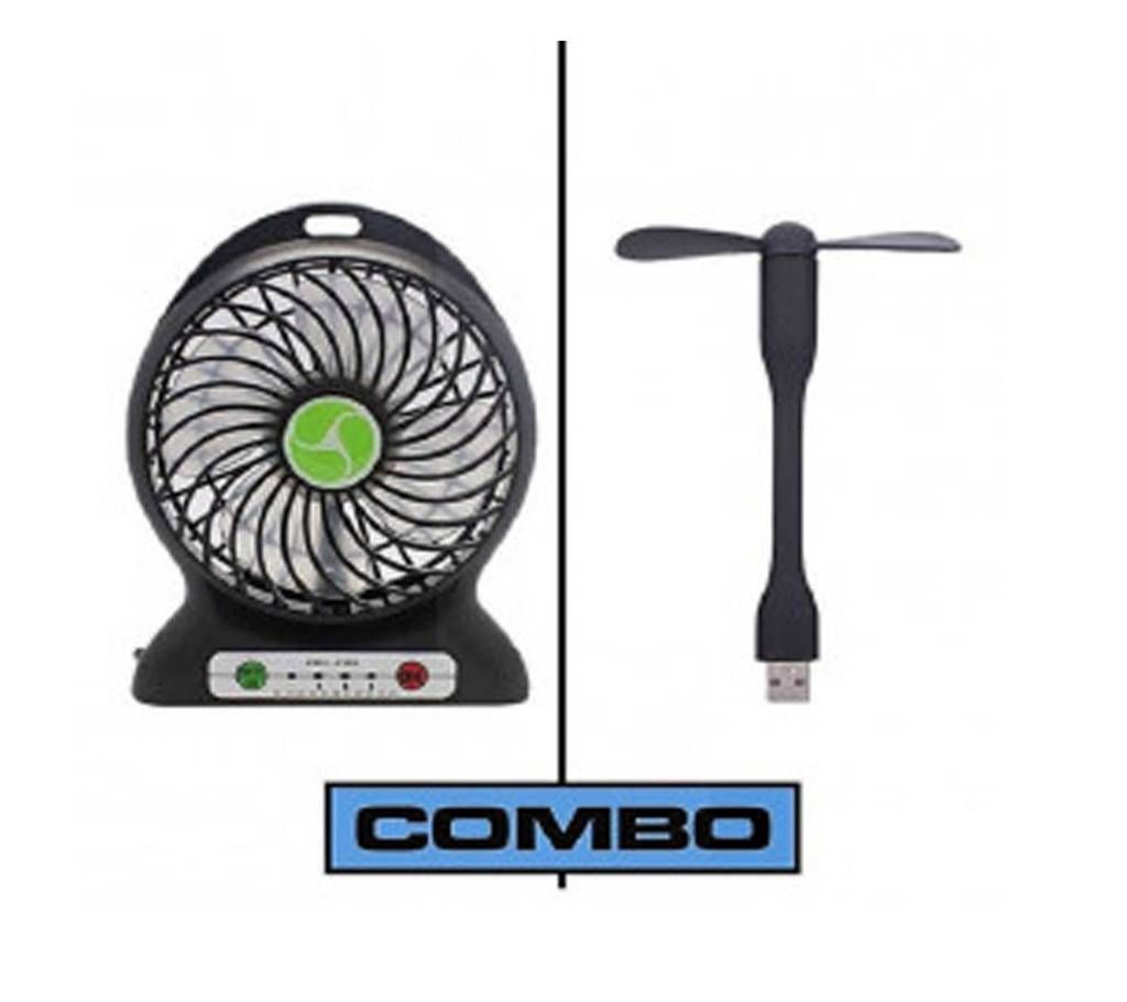 Rechargeable Mini Fan + Mini USB Fan Combo Offer