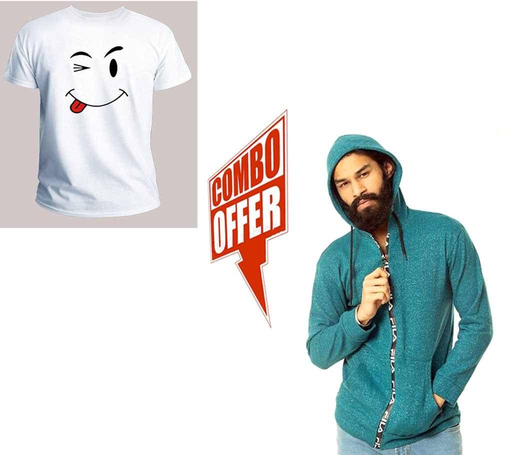 Menz Cotton Hoodie+Funky Menz Half Sleeve T-Shirt combo offer 