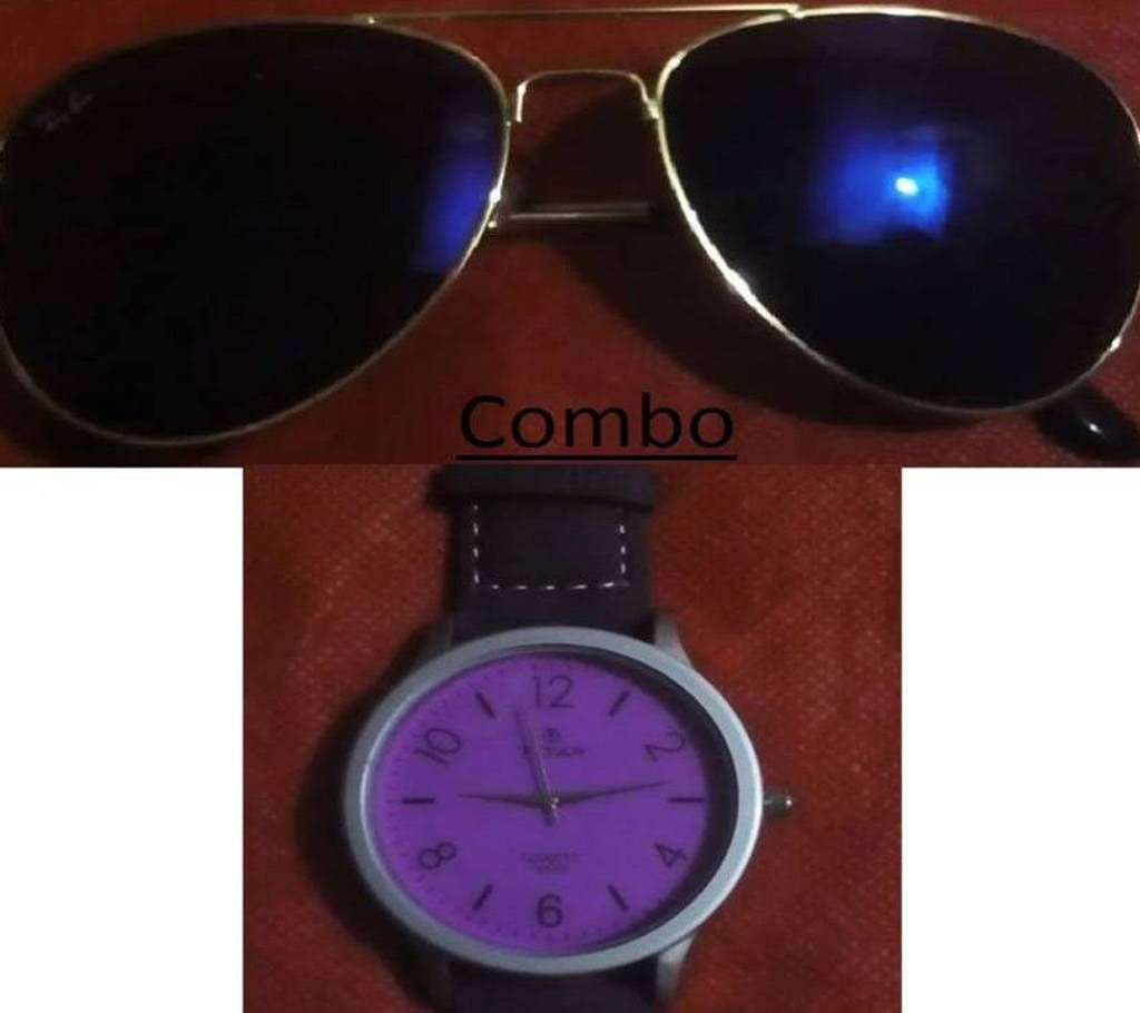 Ray Ban gents sunglasses copy+ Titan gents watch copy combo 