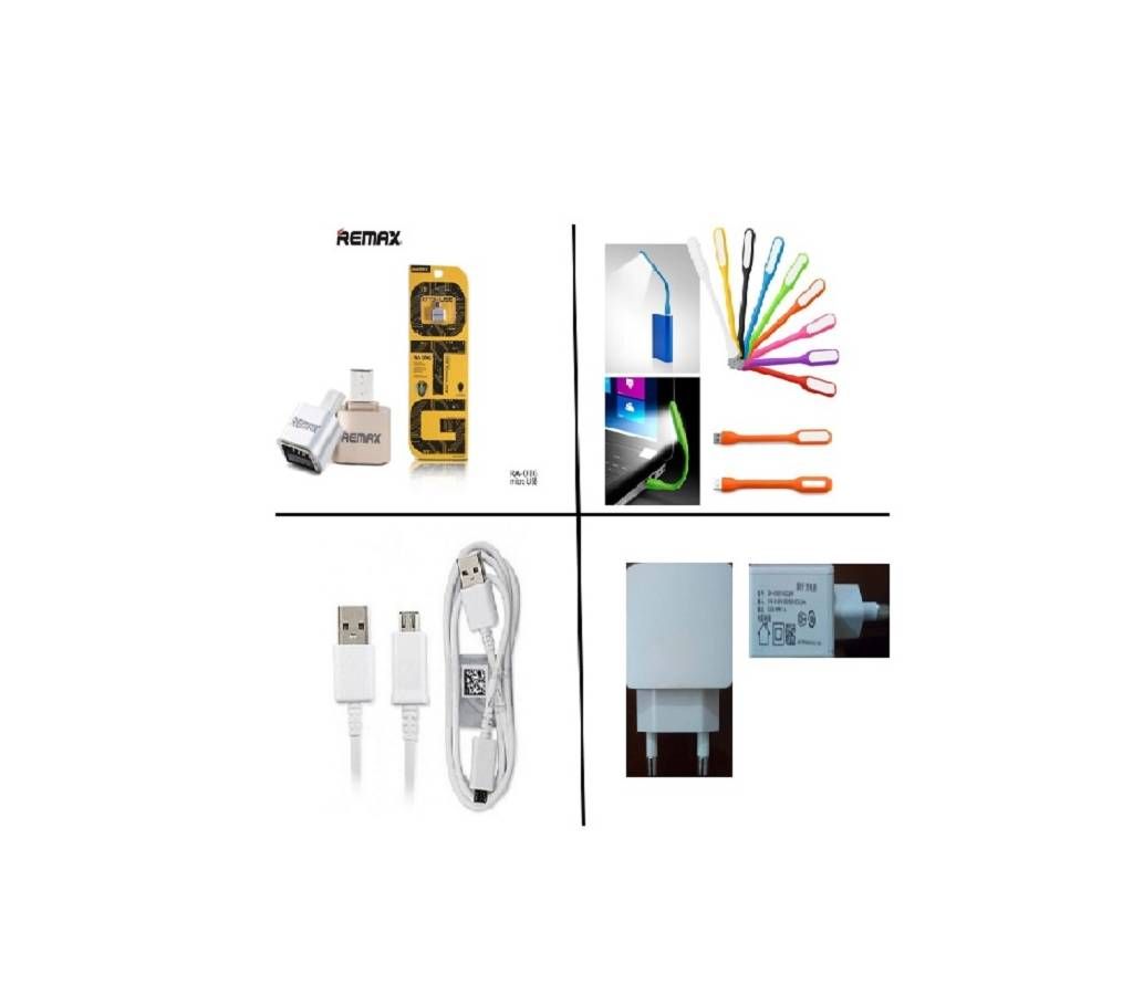 Remax OTG Converter+5V Adapter+Data/Charging Cable+USB LED Light