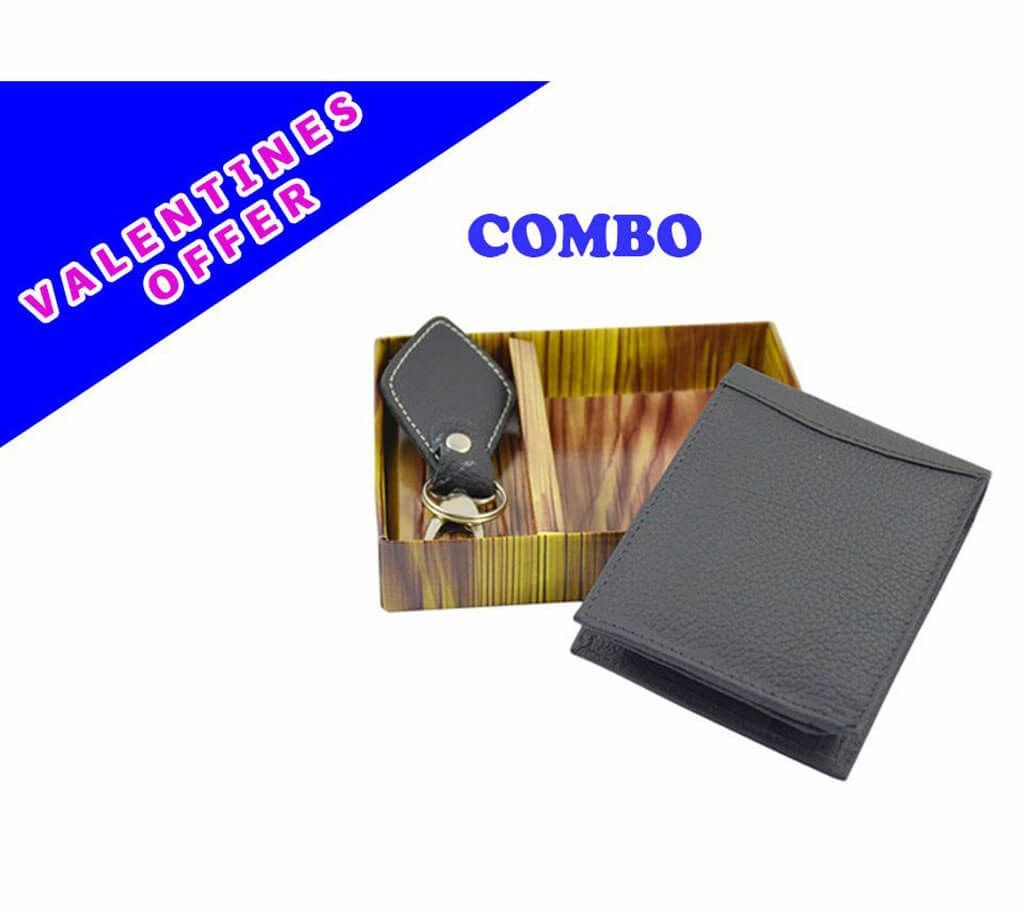 Men's Leather Wallet+Key Ring Combo Offer