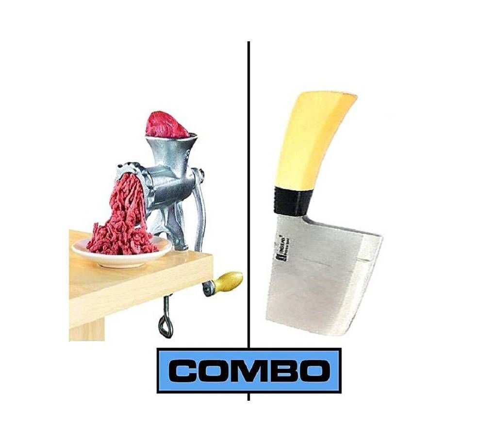 Meat Cutting Knife and Meat Mincer Combo 