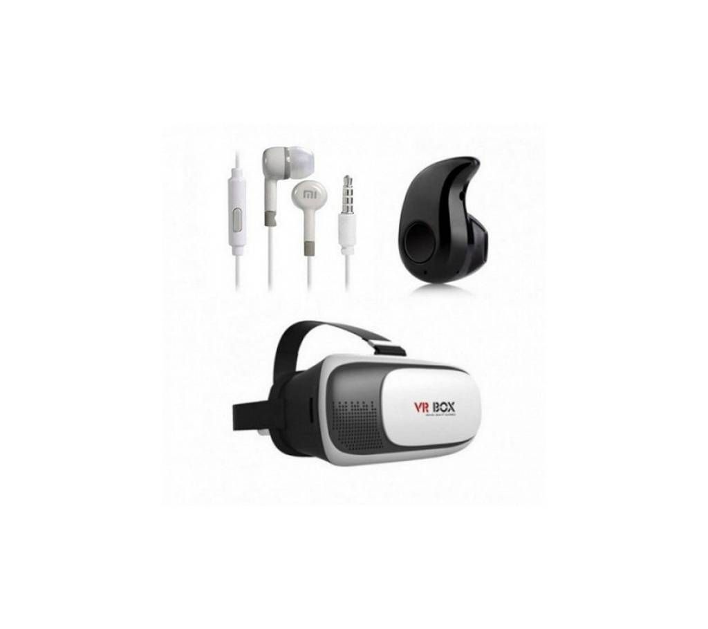 Combo of VR BOX+Bluetooth Earphone+ MI Headphone