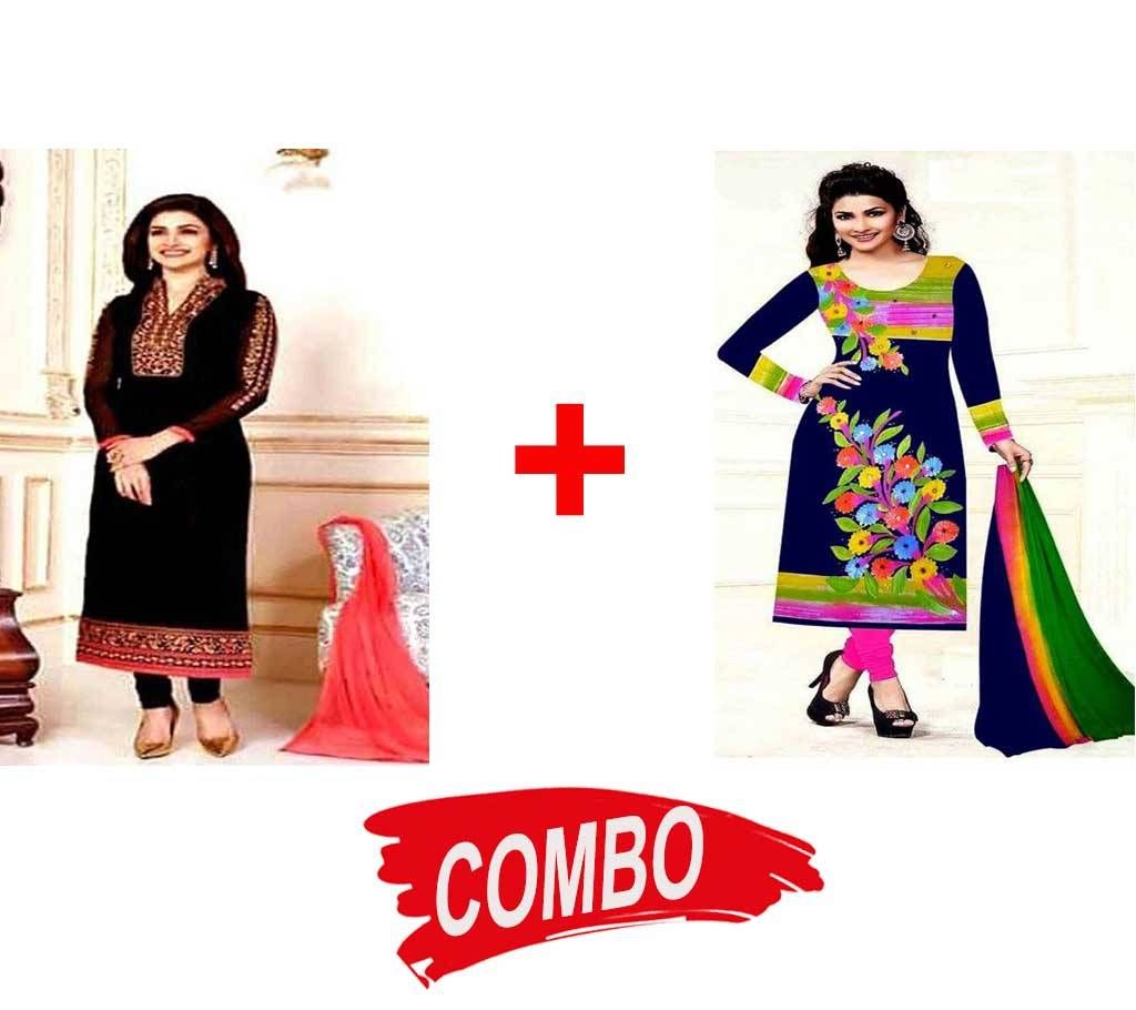 Unstitched Block Printed Cotton Three pieces - Copy combo Offer