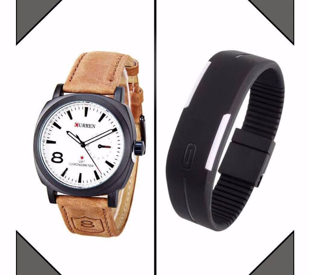 Curren watch+LED sports watch combo 