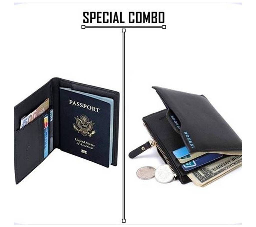 Combo of Leather Passport Holder & Lather Wallet