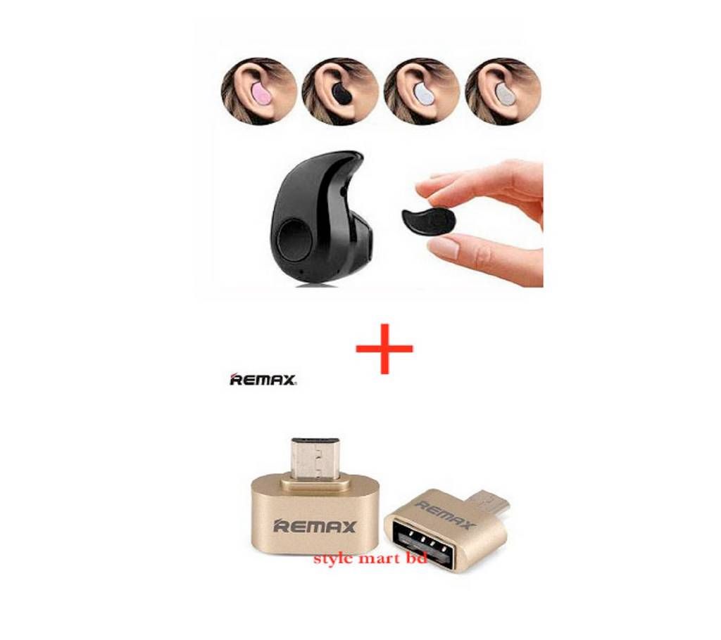 MINI BLUETOOTH Earphone + Remax OTG Converter Combo Offer