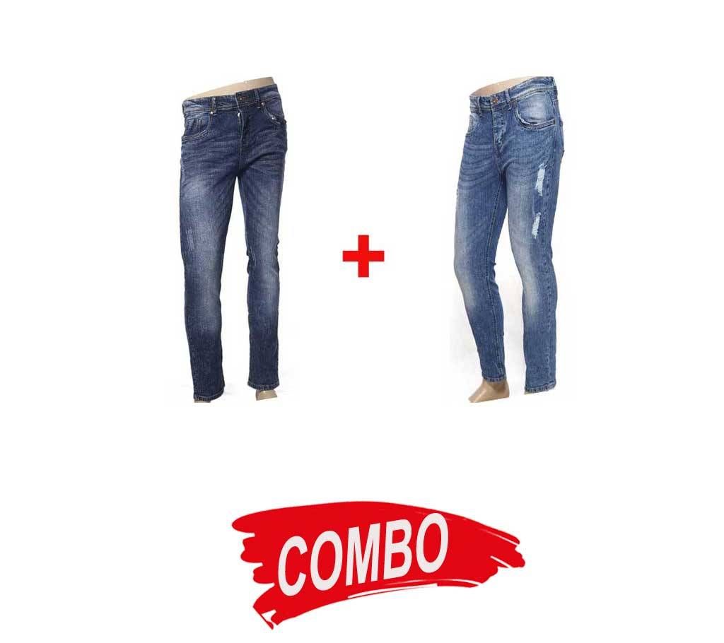 Gents Denim Scratched Jeans Pants + Gents Denim Scratched Jeans Pants Combo Offer 
