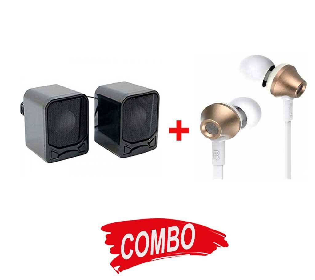 Remax RM-610D Earphone + K12 2.0 Multimedia Speaker - Combo Offer