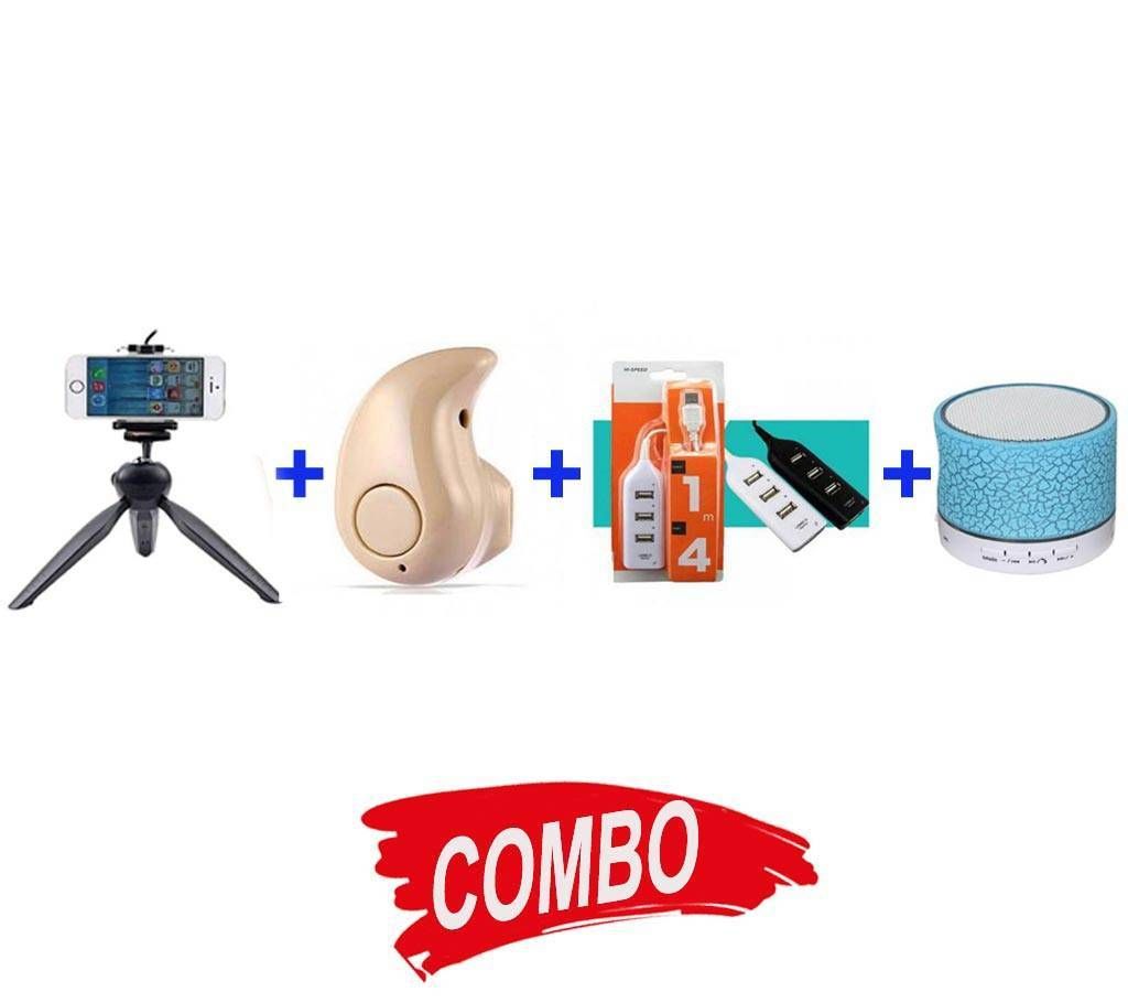 A9 Bluetooth Speaker + Mango Bluetooth Earphone + Yunteng 228 Mini Tripod + 4 Port USB Hab Combo offer