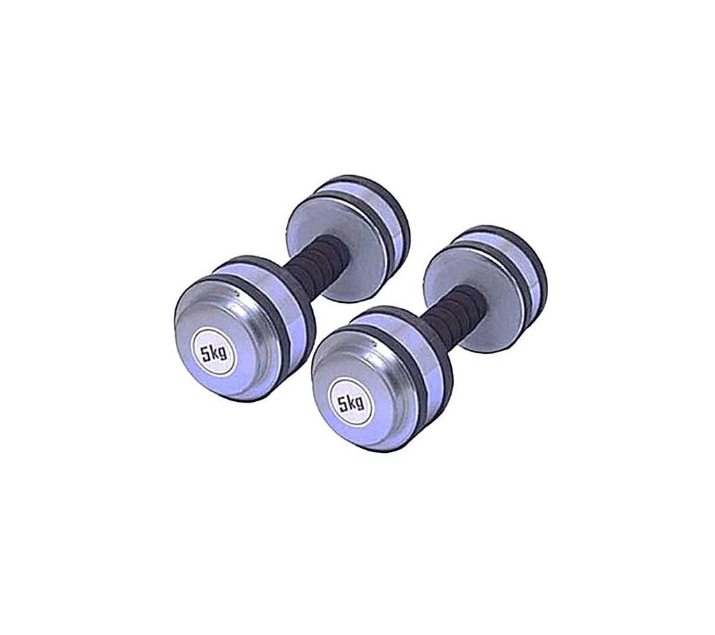 Combo Pack of Two Pieces Rubber Dumbbell Set - 10kg - Silver