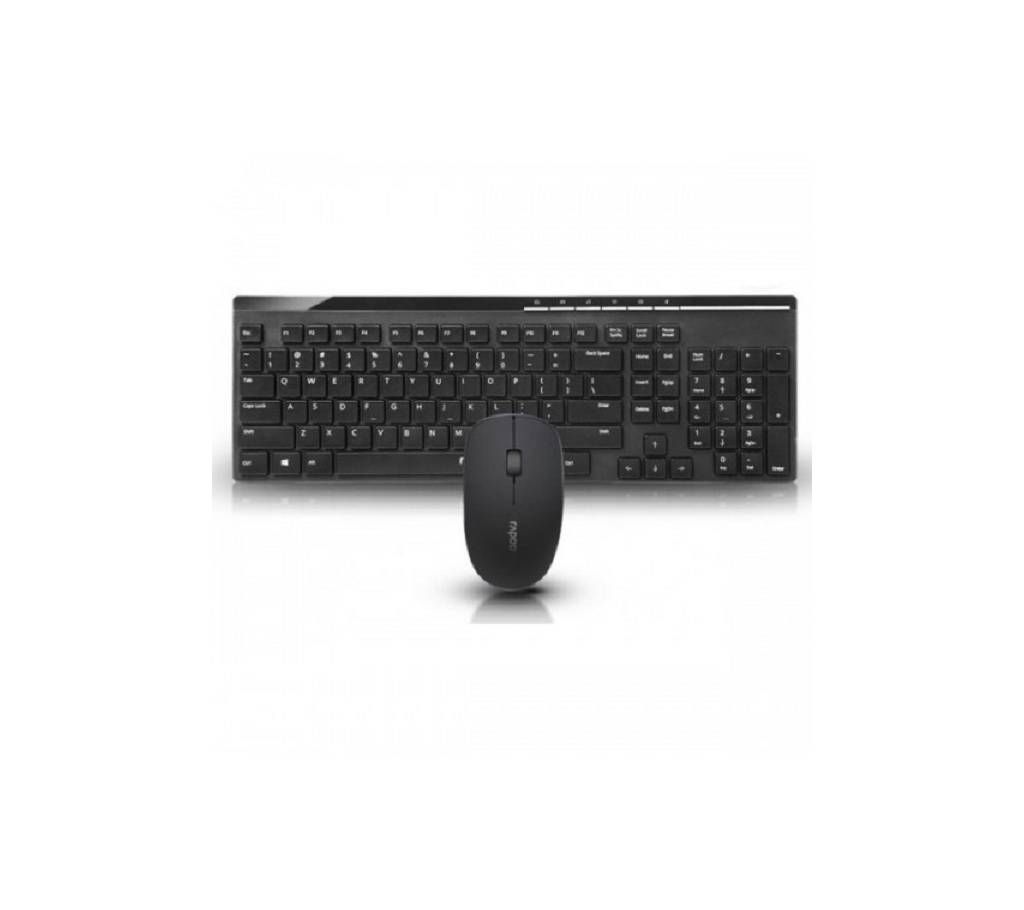X8100 Wireless Keyboard and Mouse Combo (Free Rapoo T-shirt) - Black